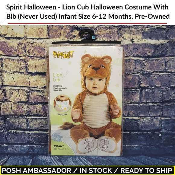 Spirit Halloween - Lion Cub Halloween Costume With Bib, Infant 6-12M, Pre-Owned - Picture 1 of 6